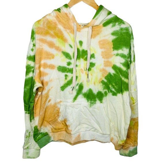 POL oversized boxy tie dye hoodie orange green size small - Picture 1 of 9